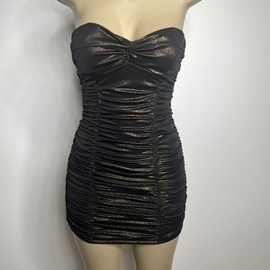 Forever 21 small petite black and gold bodycon dress